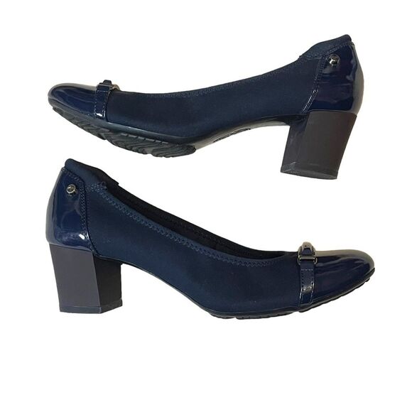 Anne Klein AK Sport Classy Navy Gazella Block Heel Pump, size 6.5 - Picture 6 of 10